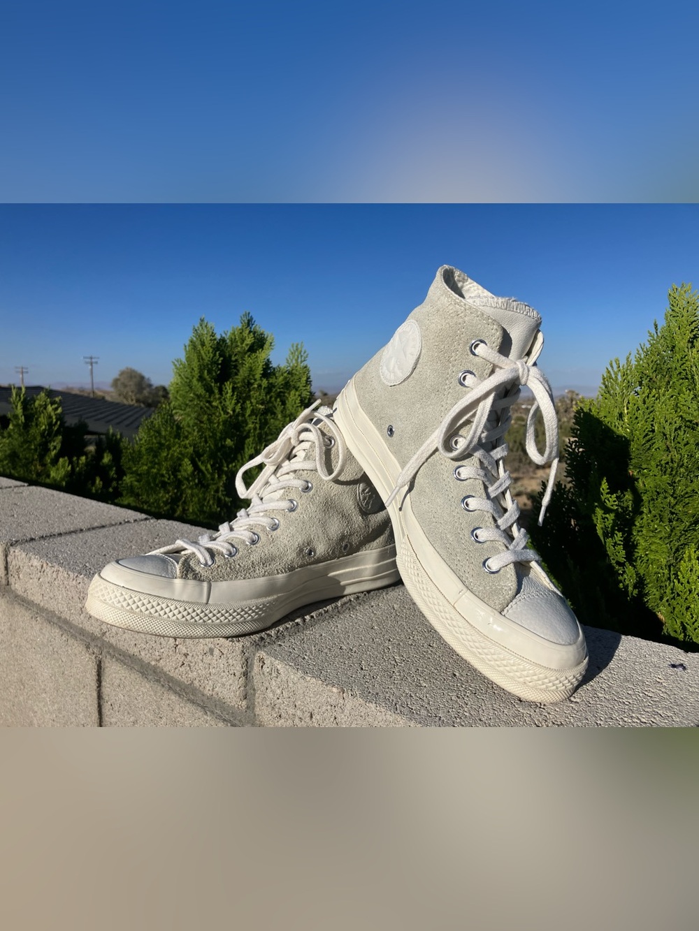 Converse High Top Sneakers in Light Cream Suede M7 W9